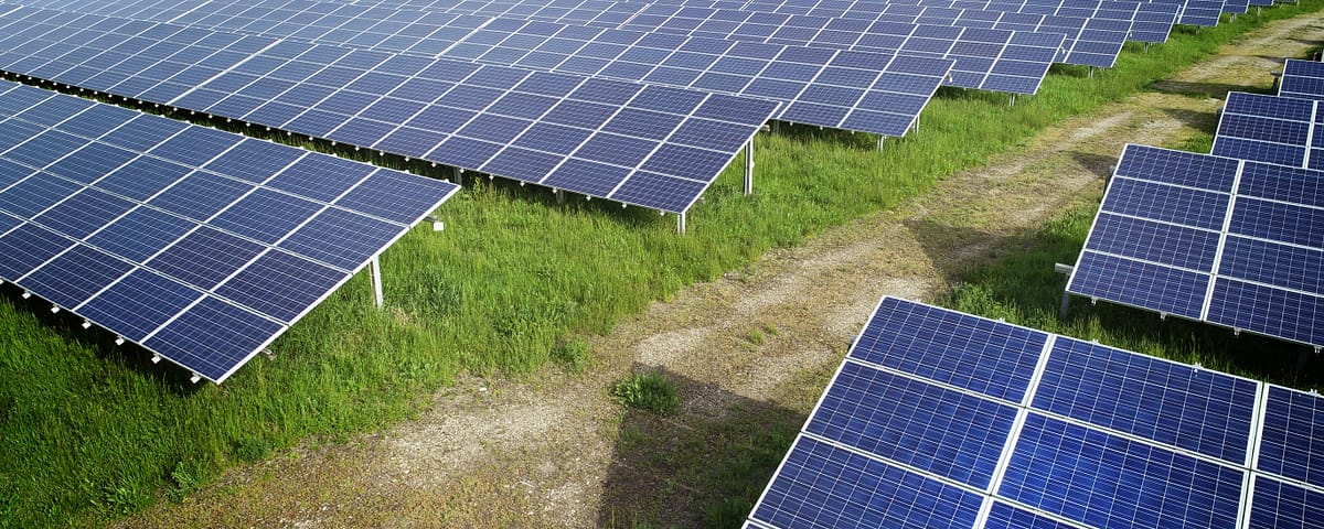 detail of ground mounted solar power plant