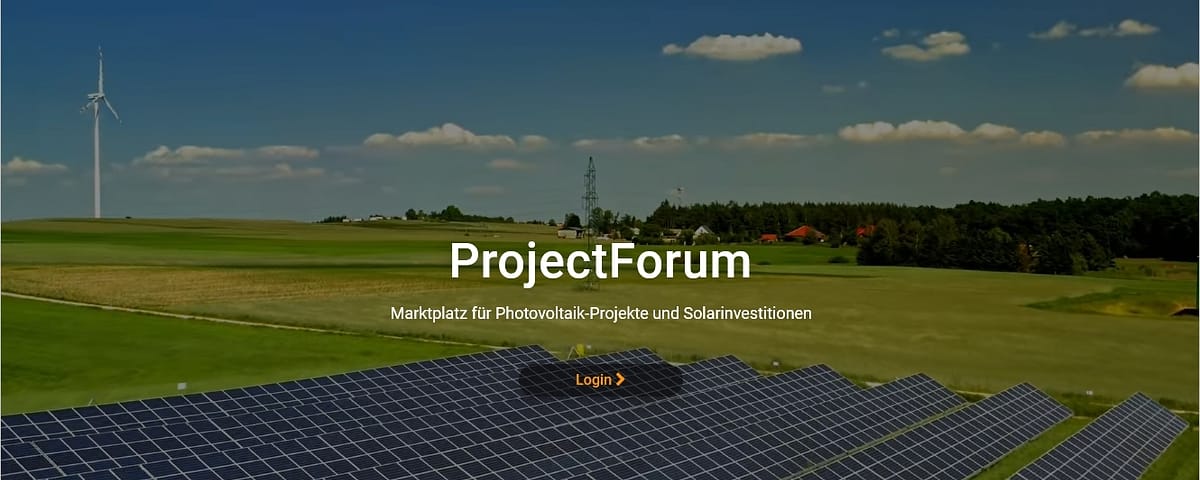 Screenshot der Homepage des Online-Marktplatzes ProjectForum