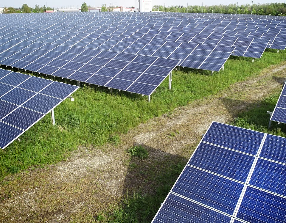 detail of ground mounted solar power plant